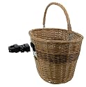 M-Wave Wicker Bicycle Basket With Clip-on Bracket