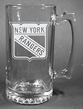 NHL New York Rangers Laser Etched 27oz Glass Beer Mug