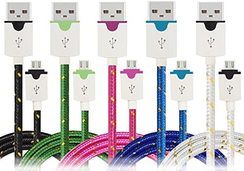 Micro USB Cable, iForever 5 Pack Premium High Speed USB 2.0 a Male to Micro B Charging &amp; Sync Data Cable with Nylon Braided Jacket for Android, Samsung, Sony, Lg, Htc, Nexus, Motorola