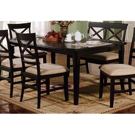 6pc Black Finish Rectangular Dining Table w Cross Back Chairs and a Bench by Coaster