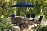 Teak Garden Dining Set 15 Piece Blue