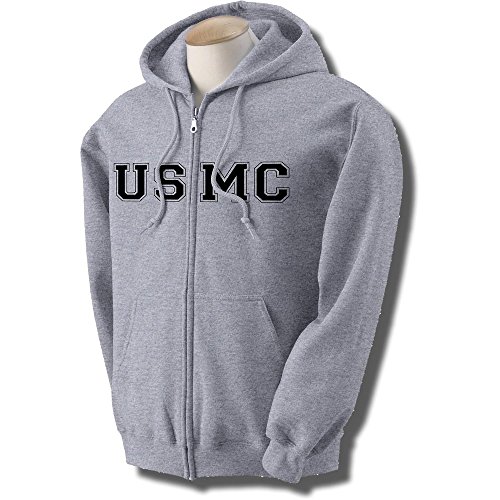 USMC Full-Zip Hooded Sweatshirt in Gray, XXX-Large