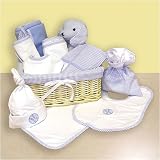 Trend Lab 101172 Twelve Piece Deluxe Gingham Seersucker Gift Basket in Blue