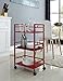 Altra Marshall 3 Shelf Metal Rolling Utility Cart, Red