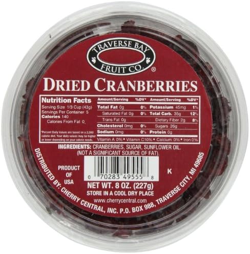Traverse Bay Fruit Co. Dried Cranberries, 8-Ounce Containers  (Pack of 6)