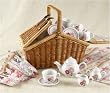 Deluxe Childrens Porcelain Tea Set in Wicker Basket