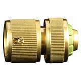 Sanifri 470010102 Schlauchanschlussst&uuml;ck 1/2"" mit Wasserstopp, Messing massiv blank mit 3 Edelstahlkugeln