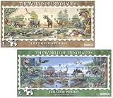 World of Dinosaurs 100 pc Stamp Collection Puzzles by Briarpatch (Set of 2)