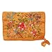 Silky Embroidered Brocade Jewelry Travel Organizer Roll Pouch - Ember Orange