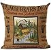 Retro Background Wildness Cabins Black Bear Throw Pillowcase Personalized Cushion Cover NEW Home Office Decorative Square 18 X 18 Inches