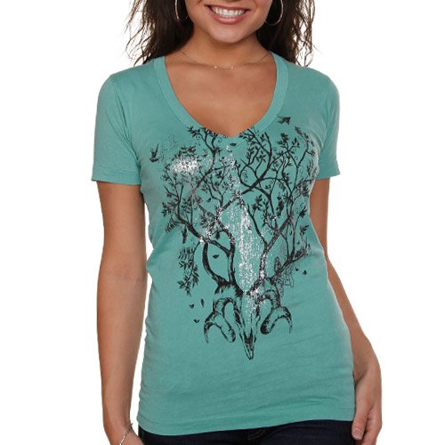Rusty Hurt Juniors V-Neck T-Shirt - Porcelain