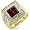Men's Sterling Silver Vermeil CZ Ruby Diamond Ring