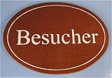 Ovales Holz - Türschild Besucher 7 x 10 cm dunkles Holz