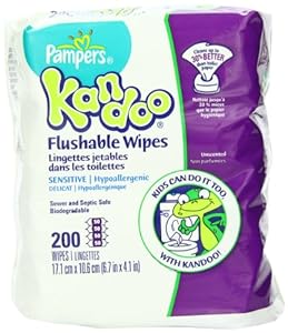 Pampers Kandoo Flushable Sensitive Wipes, 200 Count