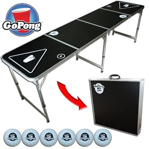 Go Pong 8-Foot Portable Folding Beer Pong / Flip Cup Table (6 balls included)