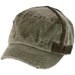 Military Cadet Denim Distress Criss Cross Cap Hat Charcoal Gray