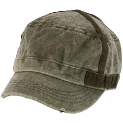 Military Cadet Denim Distress Criss Cross Cap Hat Charcoal Gray