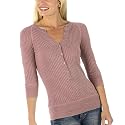 Juniors' Mossimo Supply Co. Ribbed Henley 3/4-Sleeve Sweater - Holiday Rose Heather