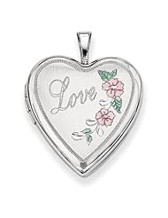 Sterling Silver 20mm D/C & Enameled Love Heart Locket. Metal Wt- 3.4g