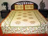 Cotton Bedsheets- 3pc Set Asian Decor Floral Print Indian Bedspreads Beddin ....