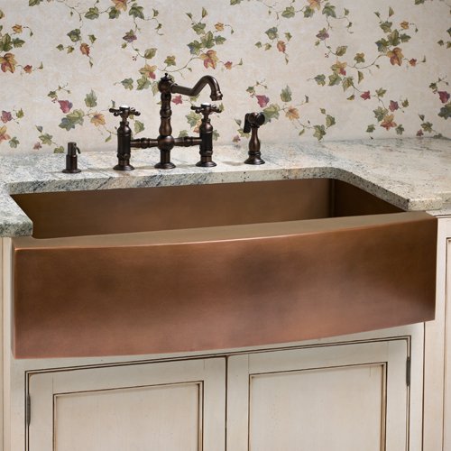 33 Kiana Single Well Curved Apron Copper Farmhouse Sink - Antique Copper