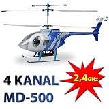 Art-tech 4 Kanal 2.4Ghz MD500 Blueshield Sonderedition Hubschrauber Helikopter Heli mit Gyro! Flugfertig inkl. Akku, Ladegerät und Ersatzteil-SET!!!