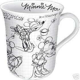 Licensed Disney Minnie Mouse Ceramic Sketch Book Coffee Mug by Zrike