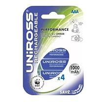 Uniross AAA 1000mAh (4)Rechargeable Battery Ni-Mh