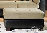 Ottoman Beige Microfiber Dark Brown Bycast Leather