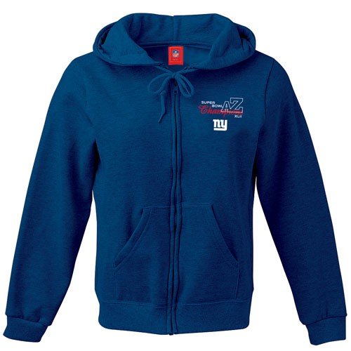 Buy New York Giants Ladies Blue Super Bowl XLII Champions Hooded Champs Hoody Sweatshirt by Football Fanatics