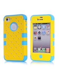 Wireless: Meaci? Iphone 4 4s Case 3 in 1 Combo Hybrid Case Glitter/bling Studded Diamond Dual Layer Pc&silicone Protective Case (yellow&blue silicone) - Meaci