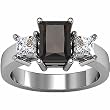 14K White Gold Smoky Quartz and Diamond Ring