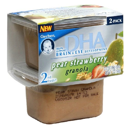 Gerber 2nd Foods Purees with DHA, Pear, Strawberry, Granola, 8-Count, 2-Pack, 3.5-Ounce... by Gerber