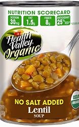 Health Valley Lentil Soup No Salt Added, 15 Ounce Cans (Pack of 12)
