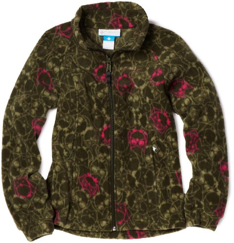 Columbia Girls 7-16 Benton Springs Printed Fleece Hoodie, Surplus Green Owl Print, 10/12
