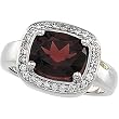 14K White Gold Mozambique Garnet and Diamond Ring