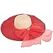 Vbiger Anti-uv Straw Large Wide Brim summer Beach Sun Hat With Bowknot (Watermelon Red)