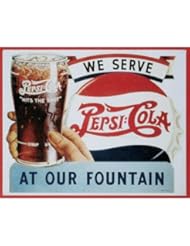 From Amazon.com. Click for details:
 Pepsi-Cola - At Our Fountain Retro Vintage Tin Sign Pepsi-Cola - At Our Fountain Retro Vintage Tin Sign