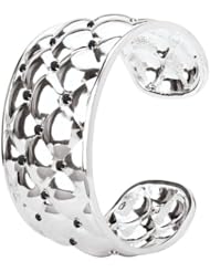 Sterling Chic Collection Silver and Black Spinel Quilted Square Cuff Bracelet