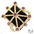 FPJ Vibrant Ring With 9.05ctw Precious Stones - Genuine Amethysts and Onyx Well Made in 14K Yellow Gold. Total item weight 6.8g - Size 8 (Size 8)