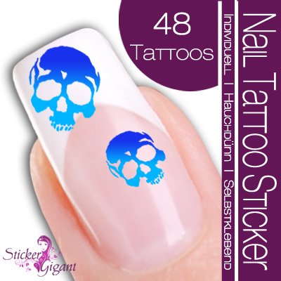 Nail Tattoo Sticker Totenkopf / Sch&auml;del - blau / t&uuml;rkis Preisvergleich