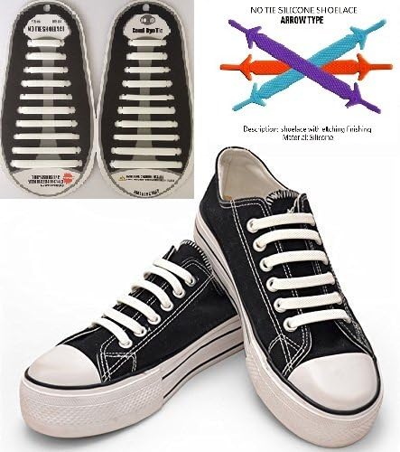 Elastic No Tie Shoelaces Silicone Shoelaces 20 Pcs 1 Set Shoelace Shoe Laces Different Colour Shoe Lace 20 Pcs All Sneakers Fit for Both Kids and Adults (White)