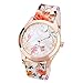 Mostsola Women Silicone Printed Flower Causal Quartz Wrist Watches Orange