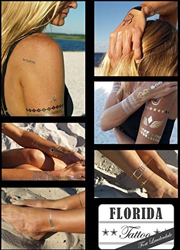 3 Sheets. Metallic Jewelry Inspired Tattoos. Temporary Tattoo. Gold - Silver - Black . FORT LAUDERDALE
