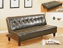 Tufted Bi-cast Leather Adjustable Sofa Bed