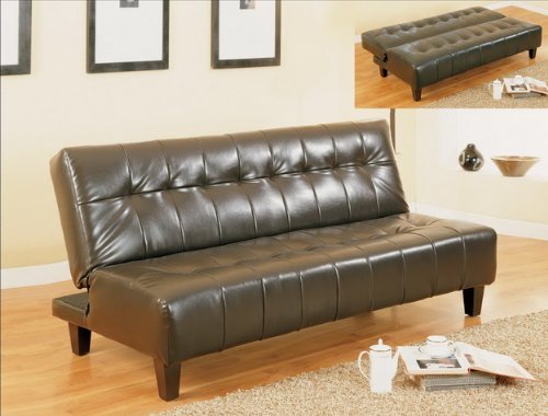 Tufted Bi-cast Leather Adjustable Sofa Bed