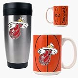Miami Heat Stainless Steel Travel Tumbler and Gameball Ceramic Mug Set