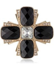 Anne Klein "Holiday Pins" Gold-Tone and Jet Cross Pin
