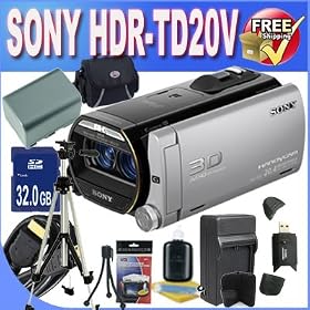 Sony HDR-TD20V High Definition Handycam 20.4 MP 3D Camcorder with 10x Optical Zoom and 64 GB Embedded Memory + Extended Life Battery + Ac/Dc Rapid Charger + 32GB SDHC Class 10 Memory Card + USB Card Reader + Memory Card Wallet + Deluxe Case w/Strap + Mini HDMI to HDMI Cable + Professional Full Size 