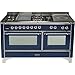 60" - 8 Burner Dual Fuel Range + Griddle - 2 Convection Ovens Finish: Midnight Blue